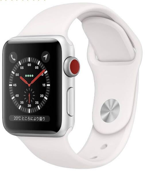 新品未開封　Apple Watch Series 3(GPS + Cellularモデル)- 38mmシルバーアルミニウムケースとホワイトスポーツバンド_画像1