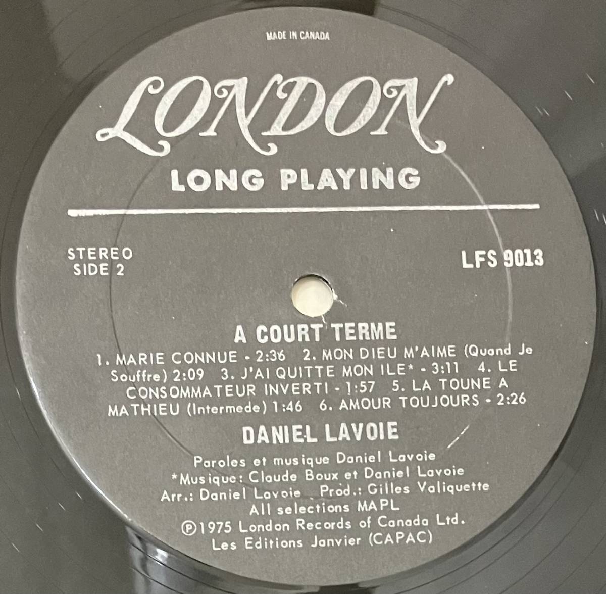 [ LP / レコード ] Daniel Lavoie / A Court Terme ( Rock ) London Records - LFS-9013 ロック_画像4