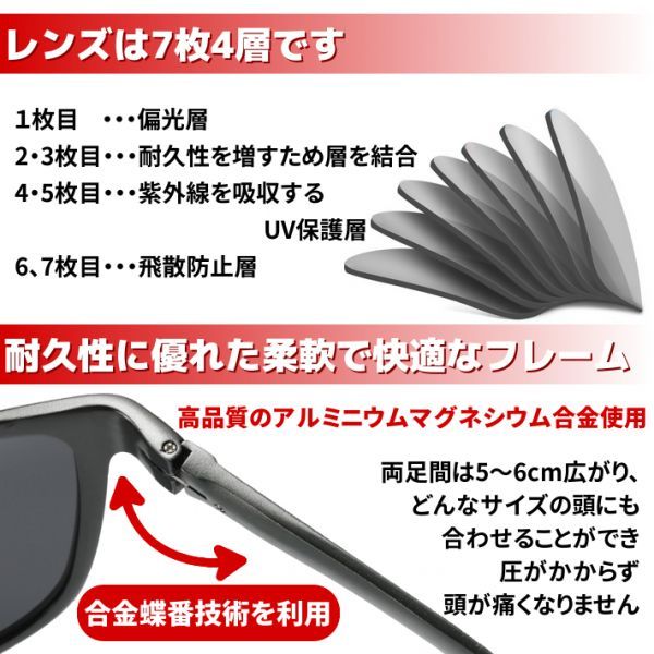 偏光サングラスメンズ 運転軽量29ｇUV400 紫外線カットスポーツサングラス 自転車／釣り／テニス／スキー／ランニング／ゴルフ／ドライブ_画像5