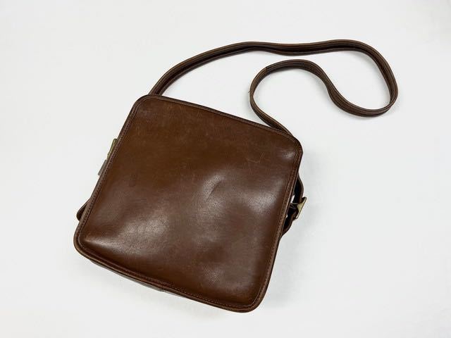 vintage old coach brown square shape leather bag オールドコーチ ショルダーバッグ ブラウン レザー_画像3
