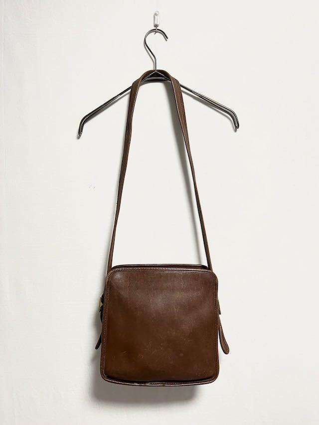 vintage old coach brown square shape leather bag オールドコーチ ショルダーバッグ ブラウン レザー_画像2