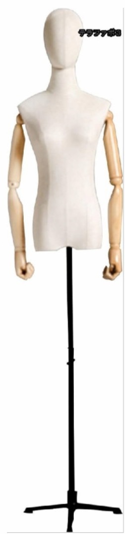 女性 マネキン ヘッド付き トルソー 可動式 アーム 高さ調整可能132-190cm 衣類ディスプレイ 肩から指の関節まで動くの画像2
