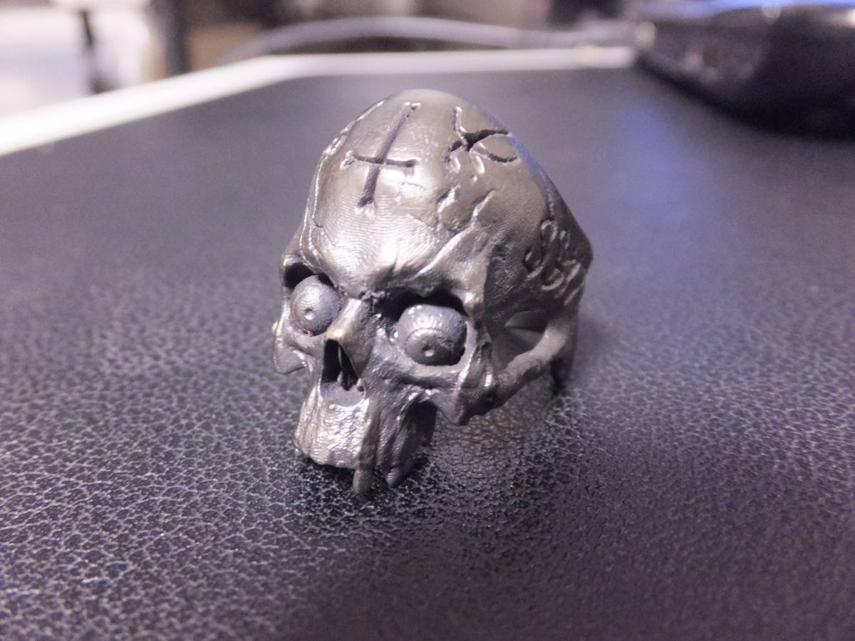 ハンドメイド スカルリング15号( ブラス製 ) HANDMADE BRASS SKULL RING/EVIL SKULL,オカルト,逆十字髑髏リング,BLACK METAL,DEATH METAL_画像7