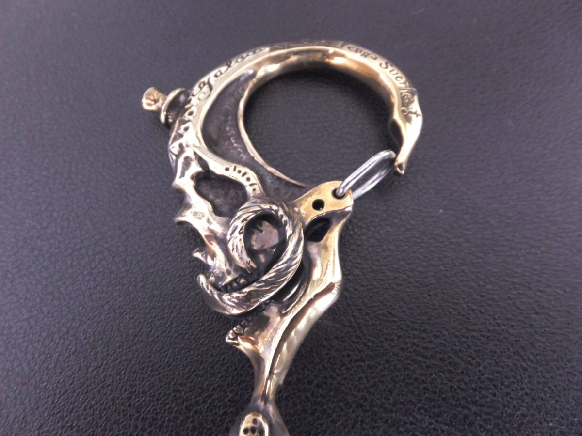 galcia MUSTACHE SKULL KEYHOLDER (BRASS):ガルシア マスタッシュ スカルキフック(ブラス)/キーチェーン,BIKERS,argentgleam,RUDE,magicalの画像3