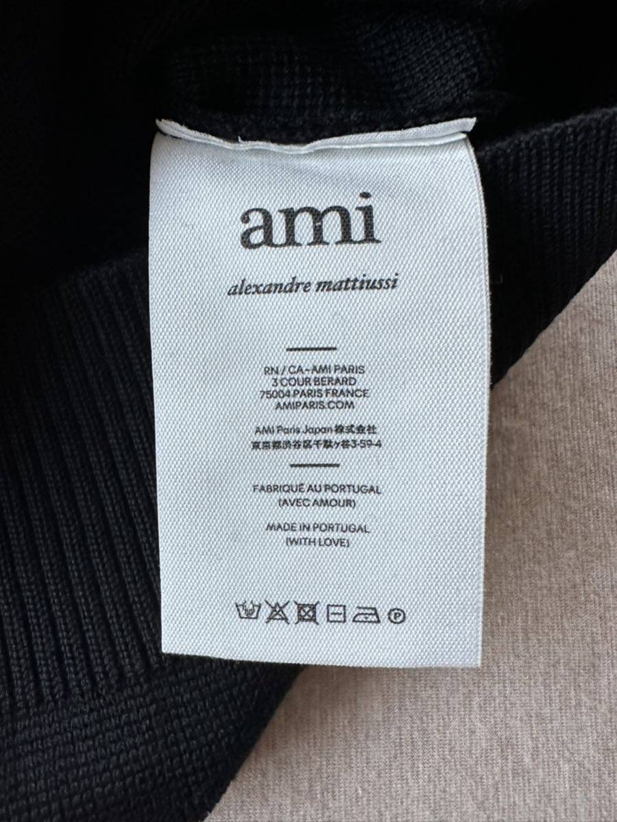 黒M新品 AMI Paris グラフィック ロゴ 刺繍 ウール ニット セーター size M 黒 長袖 アミ パリス メンズ ami  alexandre mattiussi ブラック