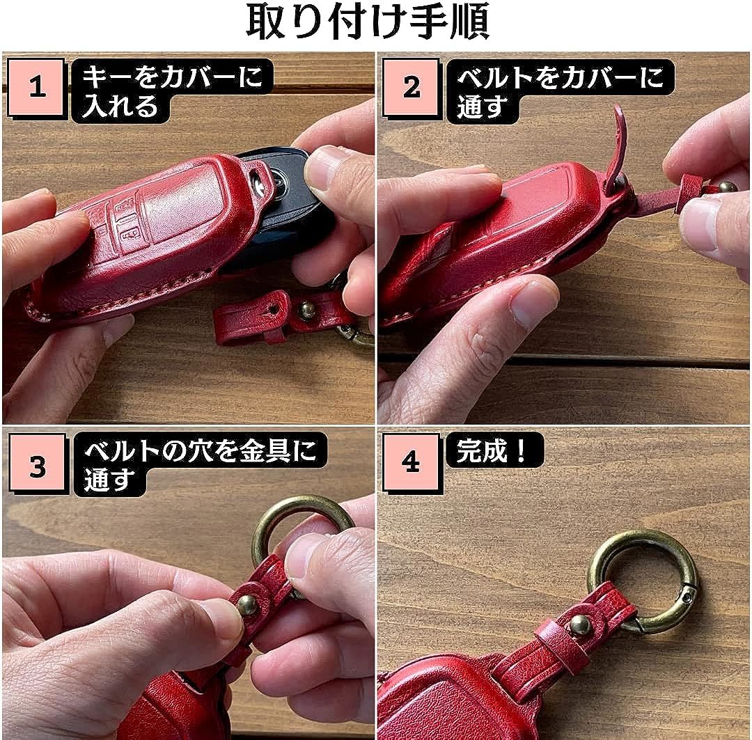 スマートに守る TOYOTA トヨタ カローラクロス 新型ハリアー80 スマートキーケース キーカバー 3ボタン キャメル レザー お洒落 高級 車用