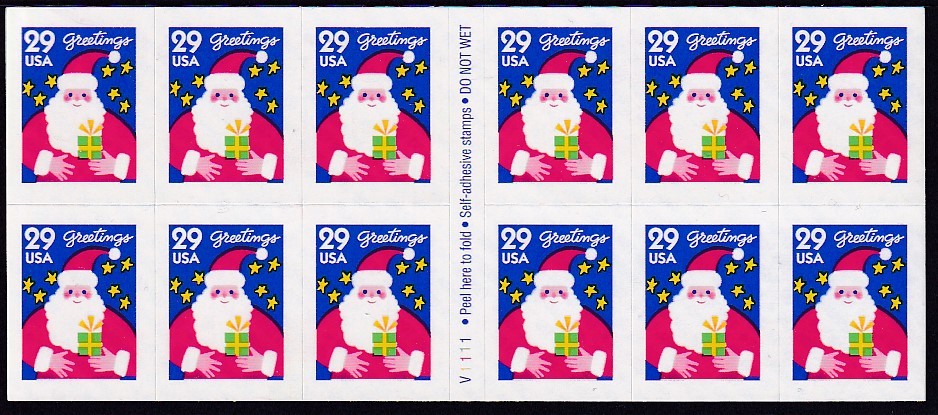 12 米国・クリスマス【未使用】＜ 1994 SC#2873a サンタクロース 切手帳ペーン（シール式）＞_画像1