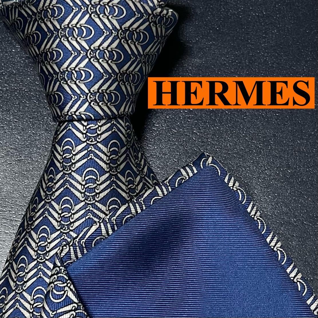 完売品 HERMES エルメス 美品 ネクタイ シルク ファソネH H柄 H織 刺繍