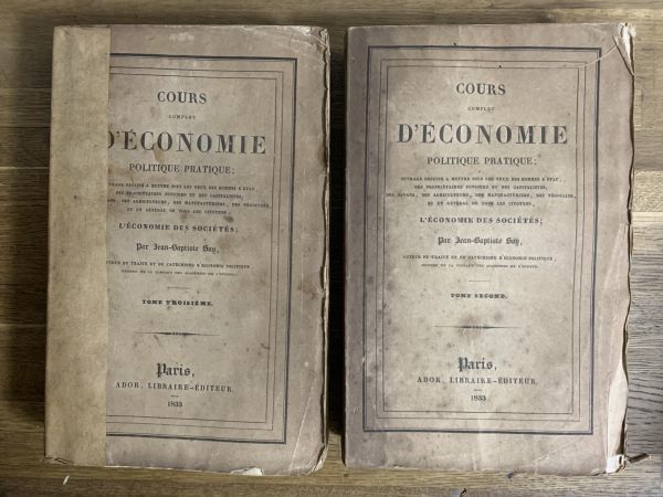 1833年　J. B. セイ　Cours complet d’economie politique pratique. 4 Vols. フランス語洋書古書_画像2