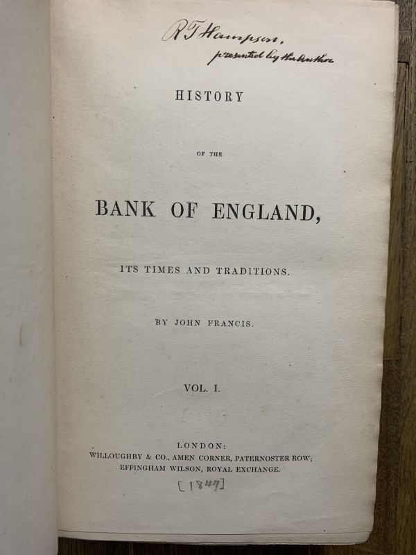 1847年　イングランド銀行史　John Francis, History of the Bank of England. 2 Vols.　英文洋書古書_画像3