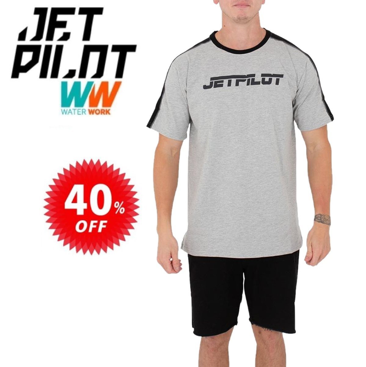 ジェットパイロット JETPILOT Tシャツ メンズ セール 40%オフ 送料無料 パスト Tシャツ PAST TEE グレー L S20670_画像1