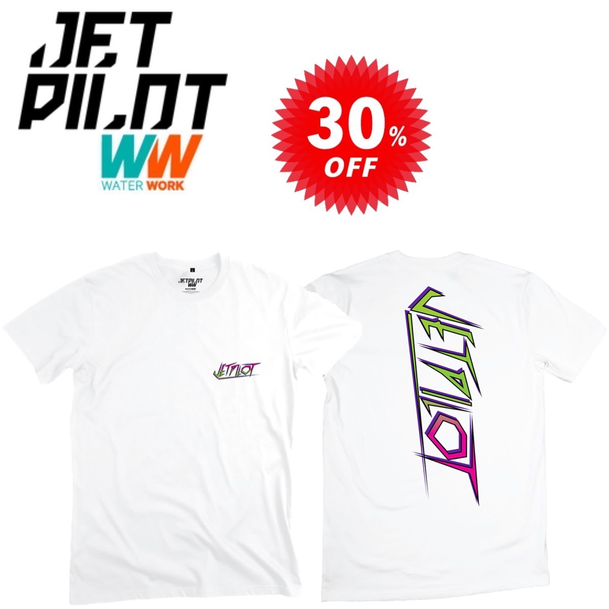 ジェットパイロット JETPILOT セール 30%オフ Tシャツ 送料無料 サイドスワイプ メンズ Tシャツ S21610 ホワイト/グリーン M_画像1
