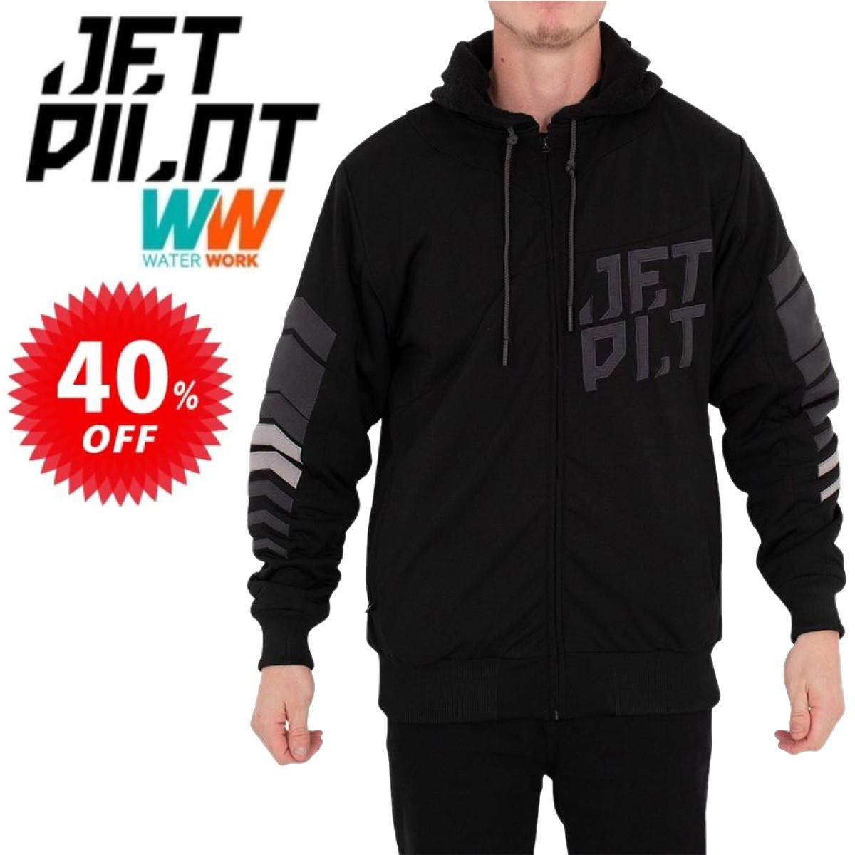ジェットパイロット JETPILOT パーカー セール 40％オフ 送料無料 オービット ジャケット ブラック/チャコール M W20706 ジップフーディー_画像1