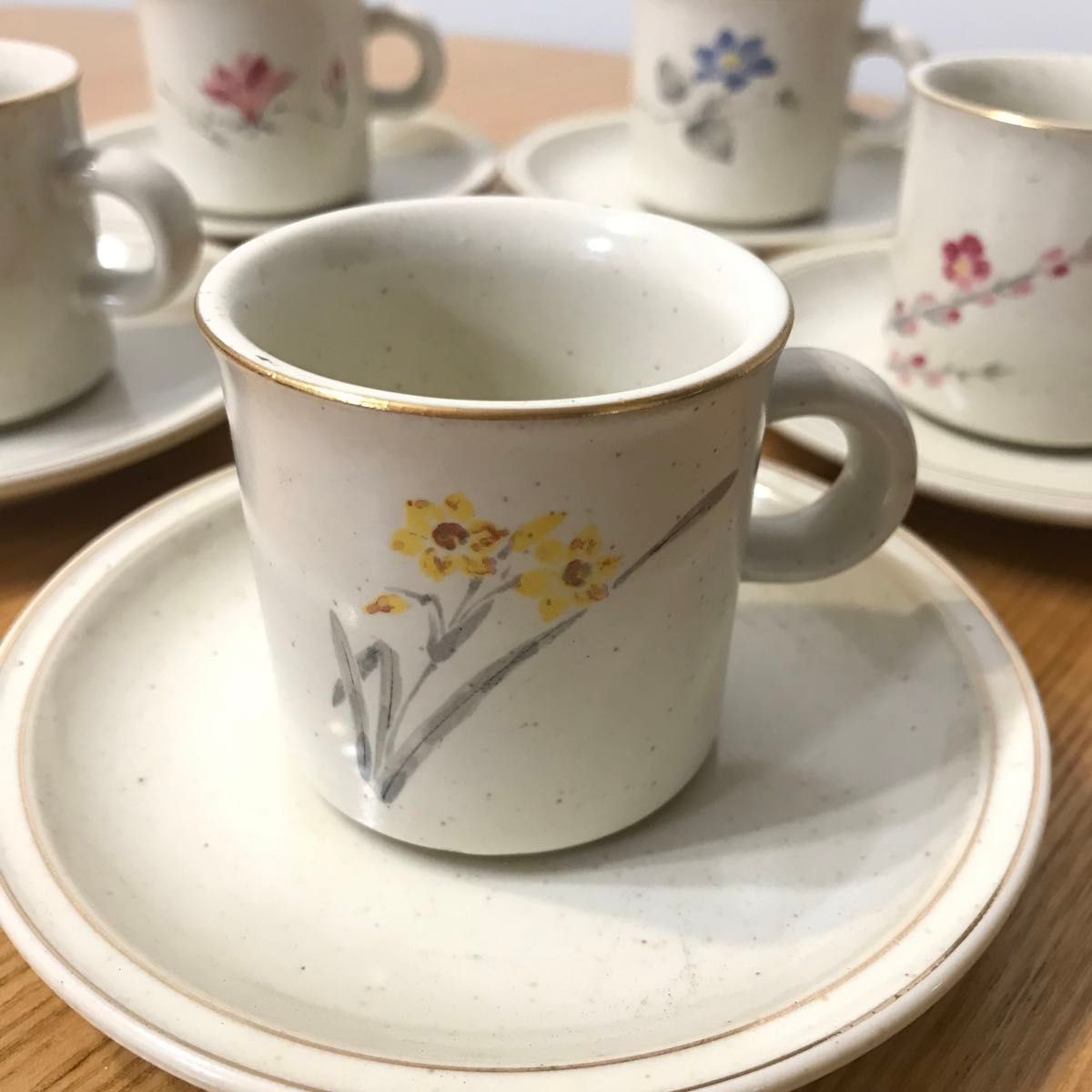 エスプレッソ　デミタス　 コーヒーカップ　カップ　ソーサー　カップ&ソーサー　５客　セット　和柄　陶器　花柄