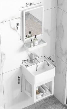 家庭用壁掛け式手洗器キャビネット組み合わせ家庭用簡易セラミックス洗面台池 2色から選択可能_画像2