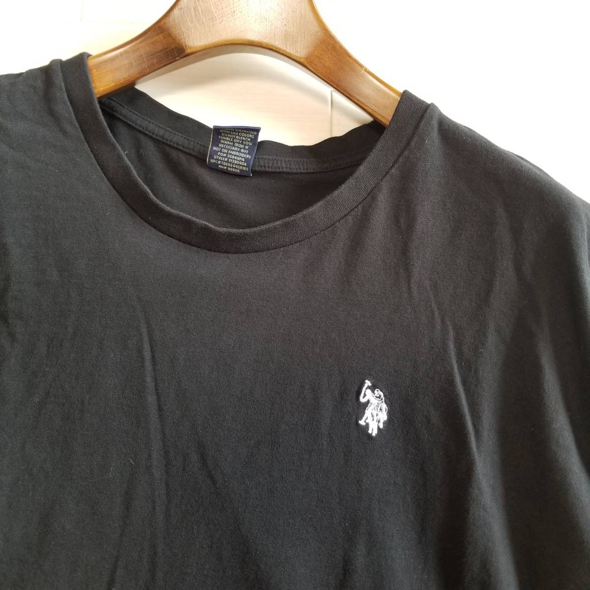 RALPH LAUREN ラルフ ローレン トップス Tシャツ 無地 ラウンドネック ロゴ 半袖 メンズ サイズXL 黒 Wmm6_画像3