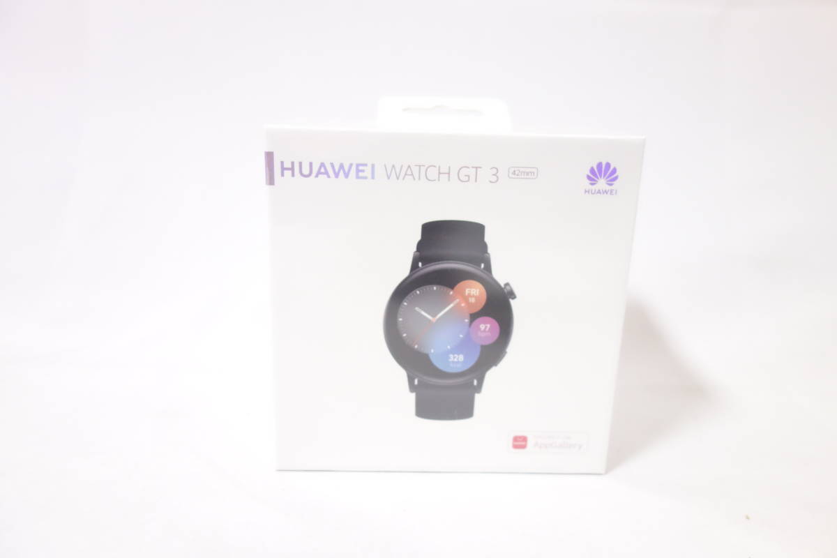 ☆新品☆ HUAWEI ファーウェイ スマートウォッチ WATCH GT 3 42mm Black Fluoroelastomer MIL-B19