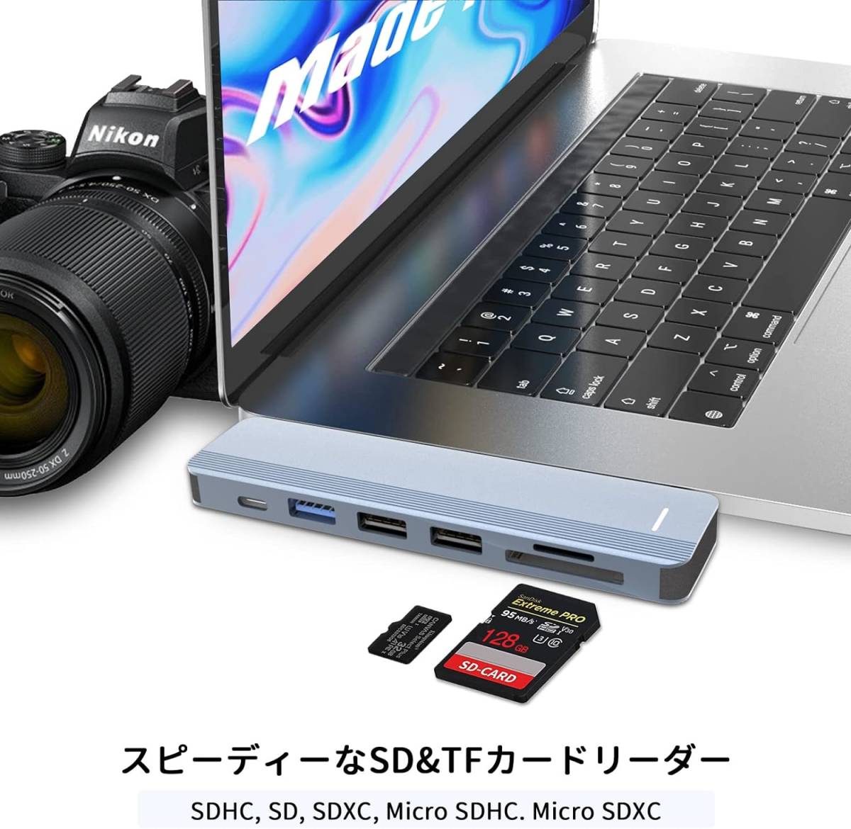 704 Macbook ハブ MacBook Air ハブ mac ハブ 7in2 2023 Macbook Pro USB Type C ハブ 4K HDMIを搭載/100W PD急速充電_画像2