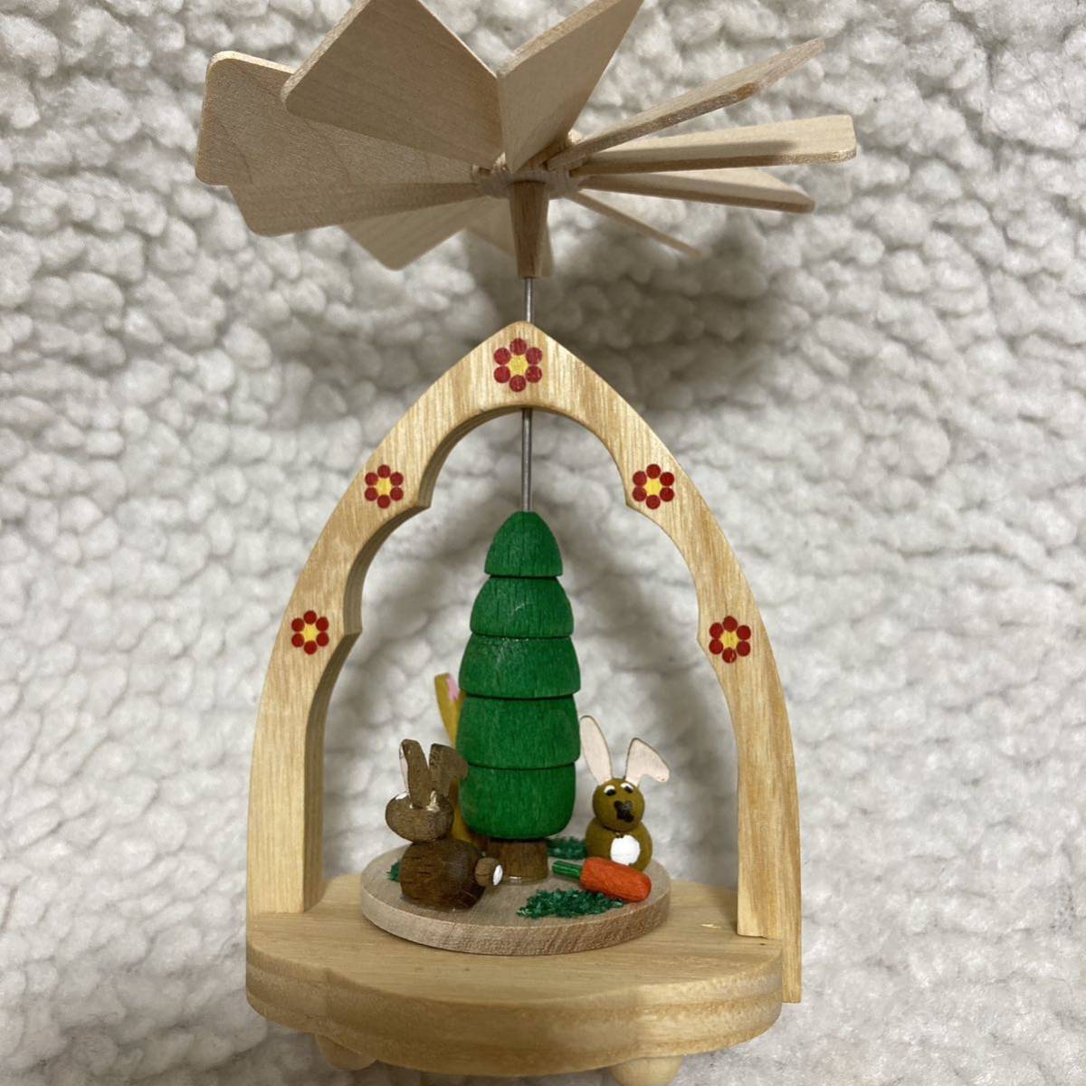 新品 未使用 買ったままの状態 ドイツ クリスマスピラミッド 風車 ウサギ ツリー 木のおもちゃ ケーテ 木製 くるくる廻る ラビット ツリー