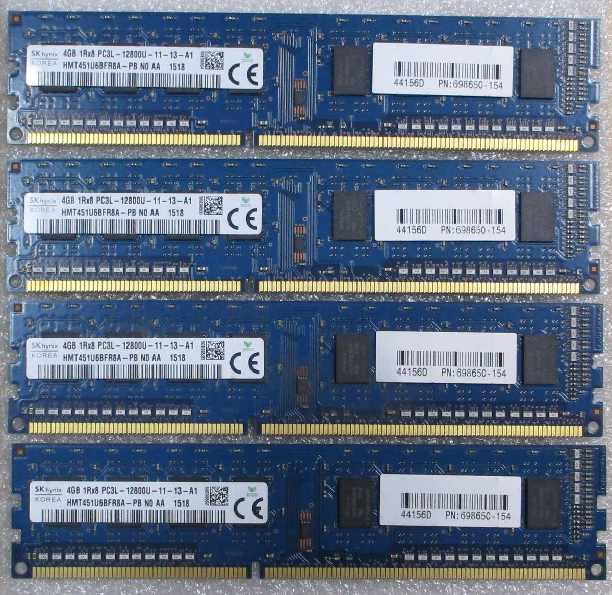 SKhynix デスクトップパソコン用メモリ PC３L-12800U 4GB×4枚セット 計16GB （簡易動作確認済中古品）_画像1