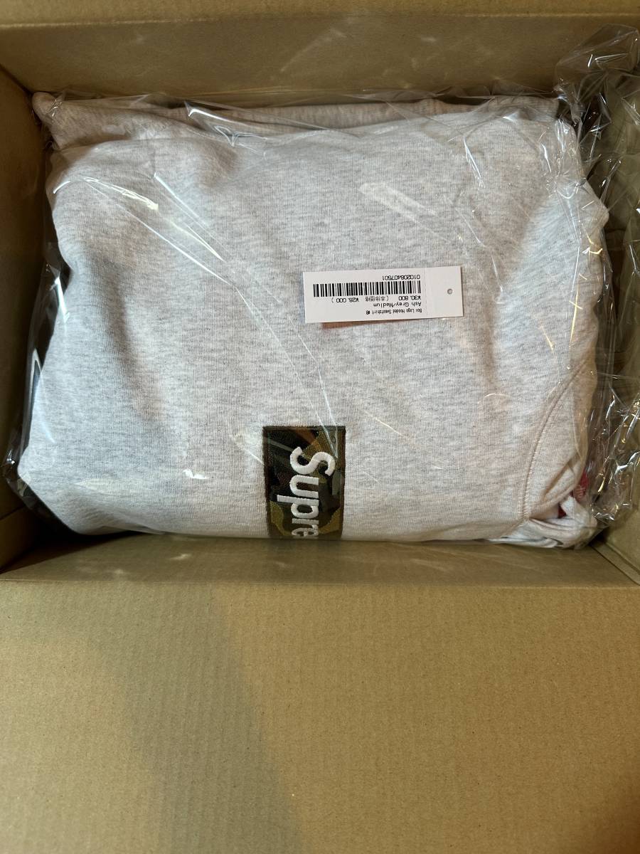 ★ 23AW Supreme Box Logo Hooded Sweatshirt　Ash Grey　M　グレー　シュプリーム　ボックスロゴ パーカー 　新品　未使用　完売品★