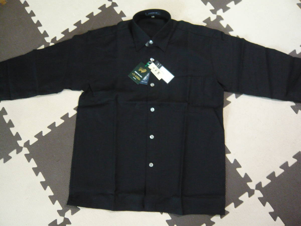 IBERIA　長袖ウールシャツ　新品、未使用品　生地毛100％　日本製　サイズ表記S　ブラック_画像5