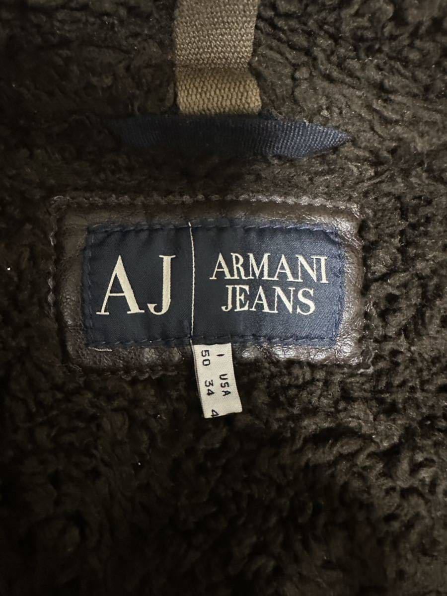 売り切り！アルマーニジーンズARMANI JEANS 裏ボア 極暖ムートン調ジャケット ブラウン 茶色系スエード調 ブルゾン USAサイズ34_画像8