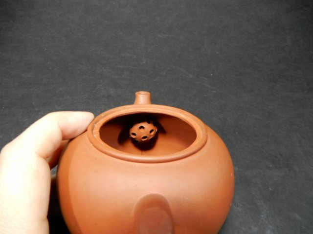 中国　後手急須　朱泥　細工蓋　印有　茶注　煎茶道具　茶道具　コレクション　P-160_画像9