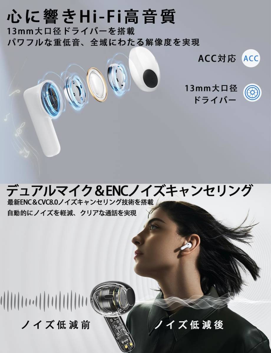 【2023年秋初売り Bluetooth イヤホン】ワイヤレスイヤホン ブルートゥース イヤホン APPオーダーメイド可 Bluetooth5.3 瞬時接続