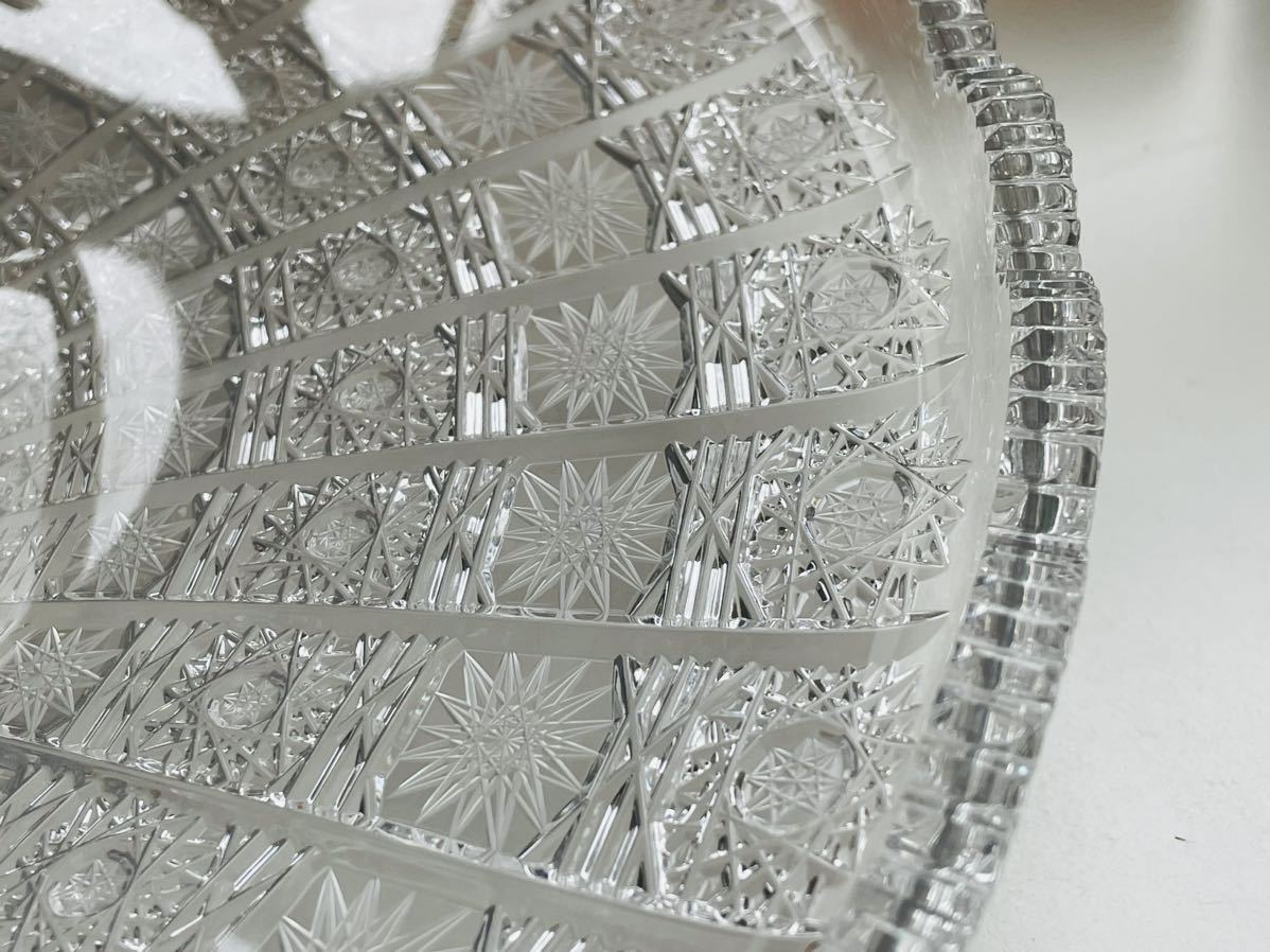 美品　ボヘミア　BOHEMIA　クリスタルガラス　大皿　盛皿　コンポート　プレート　箱なし　直径41㎝　高さ7.5㎝_画像6