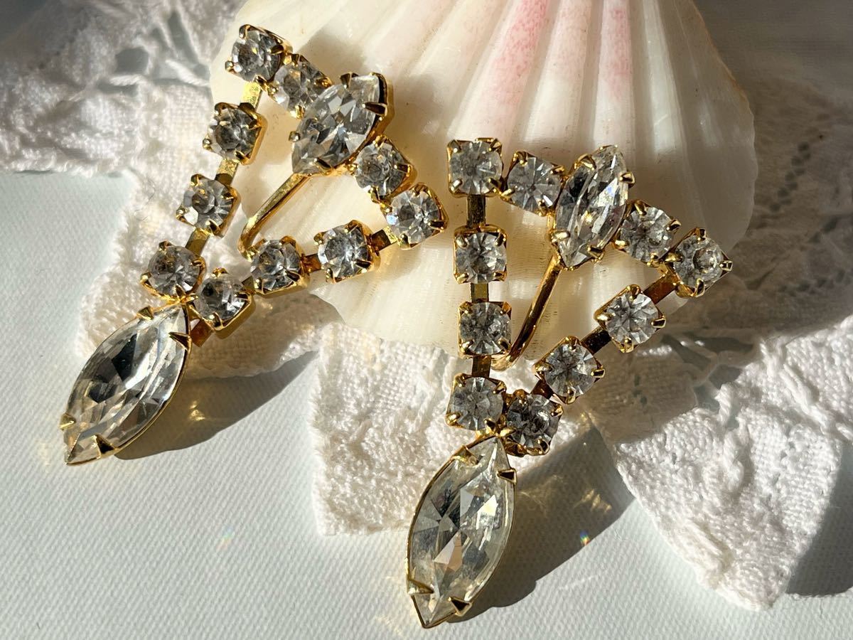 ヴィンテージ ** 美しいラインストーンのイヤリング vintage earrings_画像2
