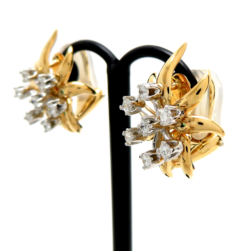 [. talent head office ]TIFFANY&Co. Tiffany Jean *shu Ran bar je diamond frame earrings 750 yellow gold DH78355
