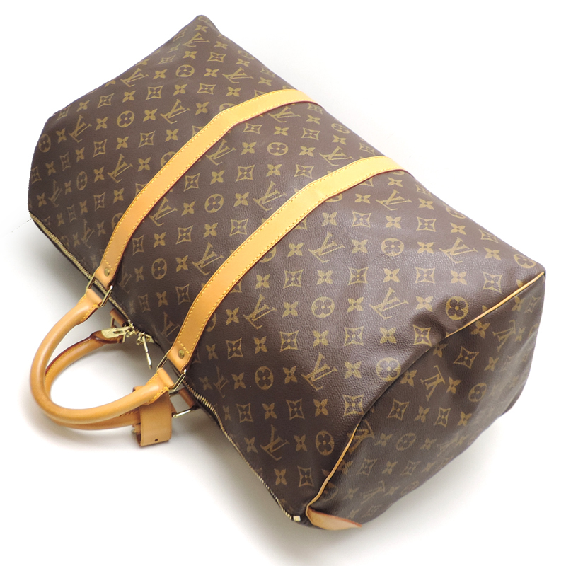 ［飯能本店］LOUIS VUITTON LV ルイ・ヴィトン キーポル 50 M41426 (廃番) ボストンバッグ モノグラム エベヌ (ブラウン系) DH78828_画像4