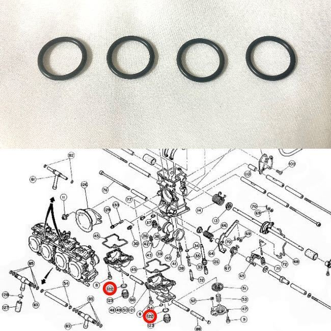 FCR キャブレター 純正 ドレンボルト Oリング 4個セット スモール ラージ 共通 京浜 検 Z1 Z400FX ゼファー CB750F CB1300SF XJR GSXの画像1