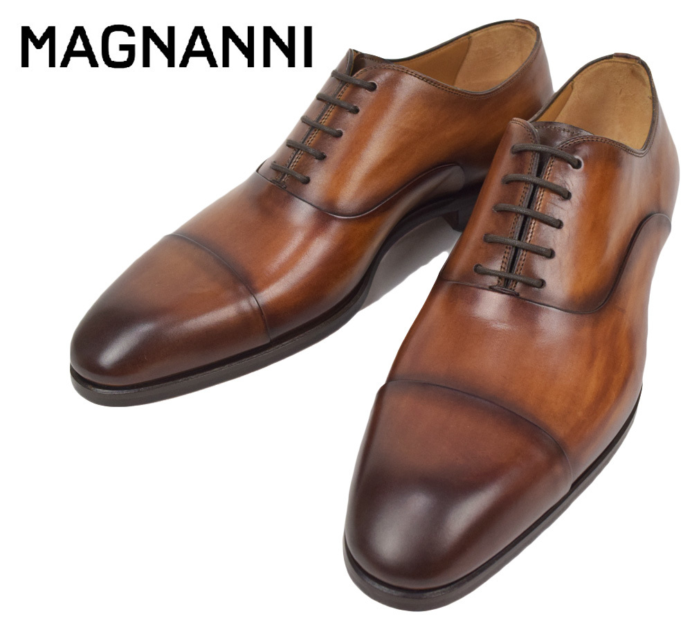 非売品 新品 MAGNANNI マグナーニ ストレートチップ レザー シューズ 40 ブラウン 20578 rhythmpulze.com