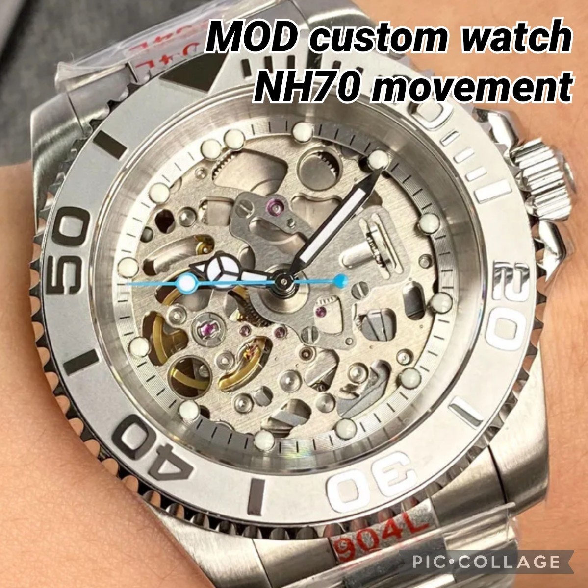 新品 NH70 MOD 高品質 自動巻 メンズ腕時計 スケルトン ステンレス ダイバーズウォッチ カスタム