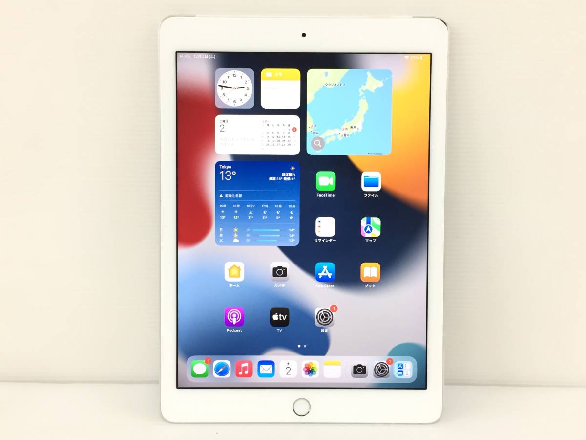 〇au iPad Air 2 Wi-Fi＋Cellularモデル 16GB A1567(MGH72J/A) シルバー 〇判定 動作品_画像2