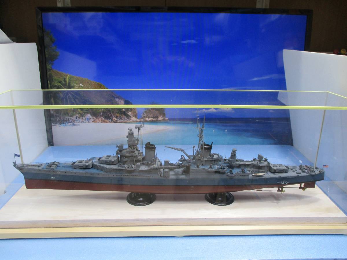 1/350 アメリカ海軍巡洋艦『インディアナポリス』完成品_自作ホコリ除けケース：搬送時損壊防止用