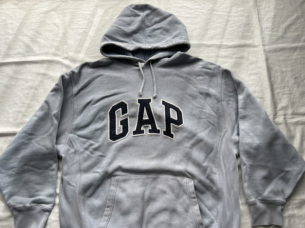 ビンテージ90's OLD GAP オールドギャップ 紺タグロゴワッペン リバーススウェットパーカーM☆リバースタイプ OLDスウェット_画像5