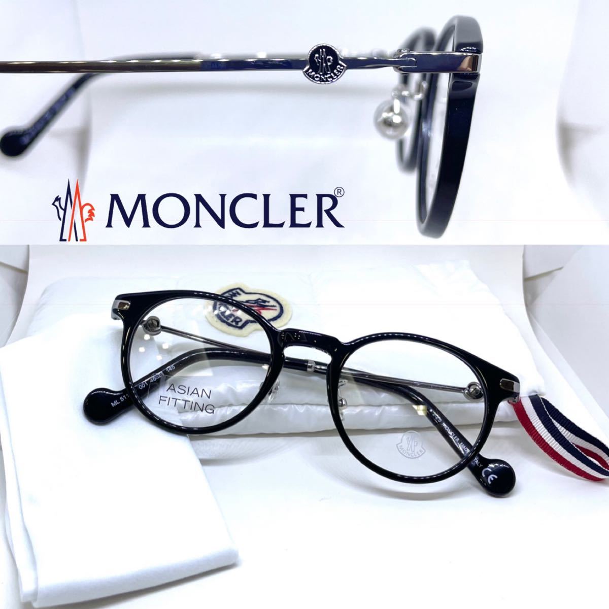 新品 送料無料 MONCLER モンクレール メガネフレーム ML5115-D 001 ブラック/シルバーグレー 眼鏡 ボストン メガネ_画像3