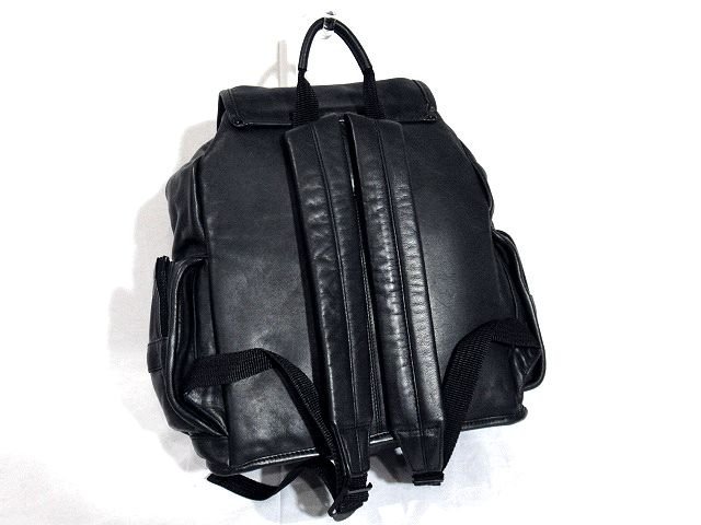 ◆良品◆TUMI トゥミ*本革/オールレザー*サイドポケット付き*バックパック*巾着*デイパック*メンズ*ビジネス*トラベル*ロゴチャーム* 黒_画像3