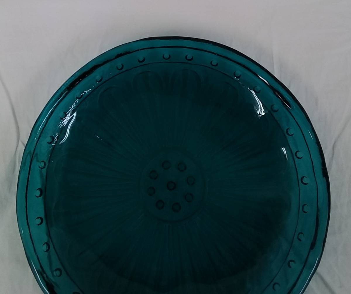 【佐川】河上　恭一郎　蓮華文盛皿（和光）ガラスのお皿　グリーン　02_画像6