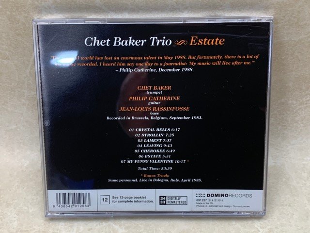 中古CD Estate チェット・ベイカー Chet Baker Trio 891237　YAF1249_画像2