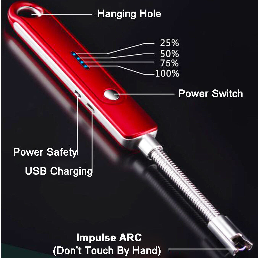 リチャージブル プラズマ電子ライター フレキシブル アークライター 着火ライター USB 充電式 充電コード付属 銀 【全４色】_画像7