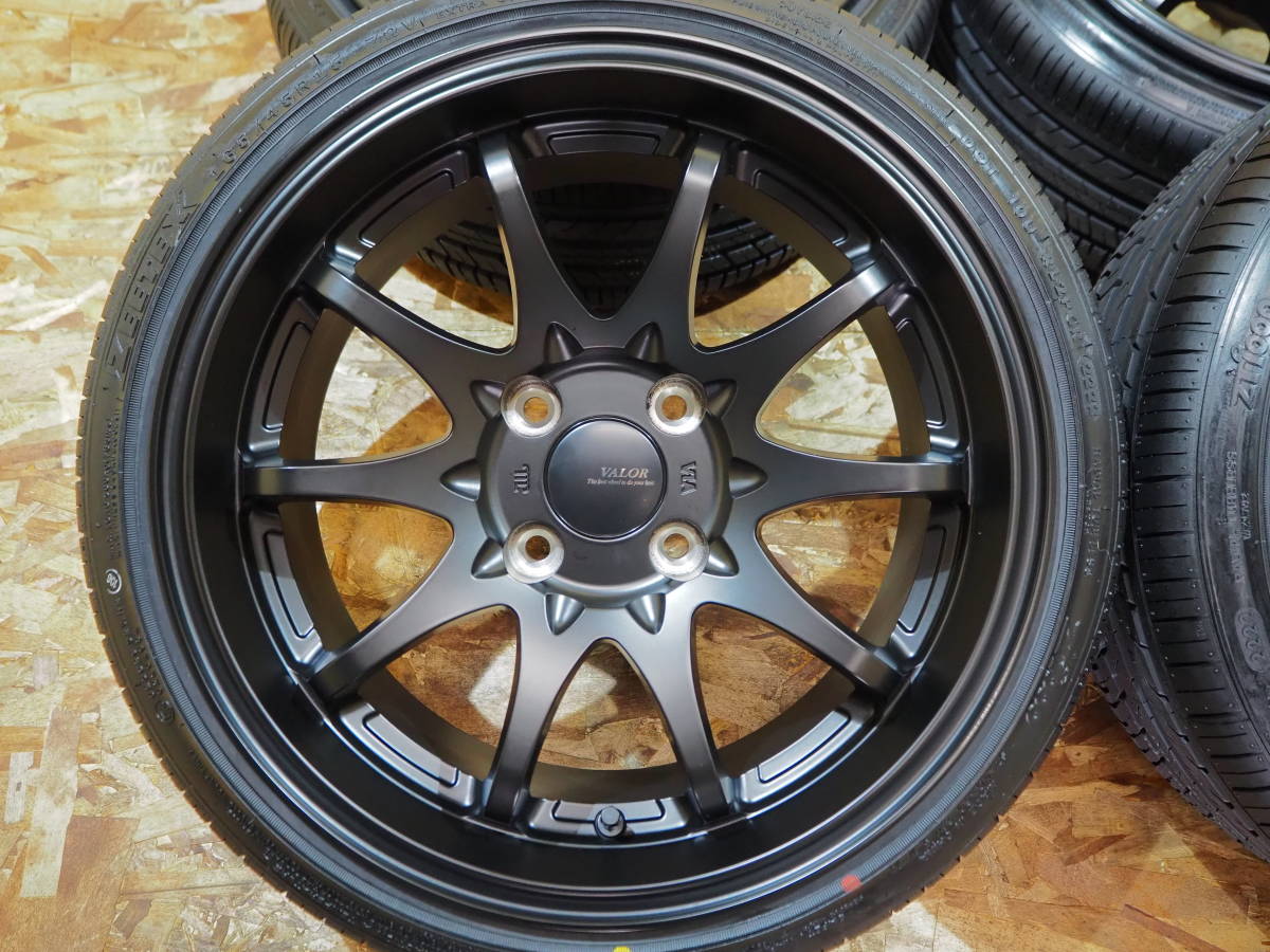 ★引っ張り★165/45R15 7J+30 4H100 新品 人気 軽量 深リム 逆ゾリ 1台分 ハイゼット アクティ キャリー エブリイ 軽トラ 軽四 カスタム BK_画像3