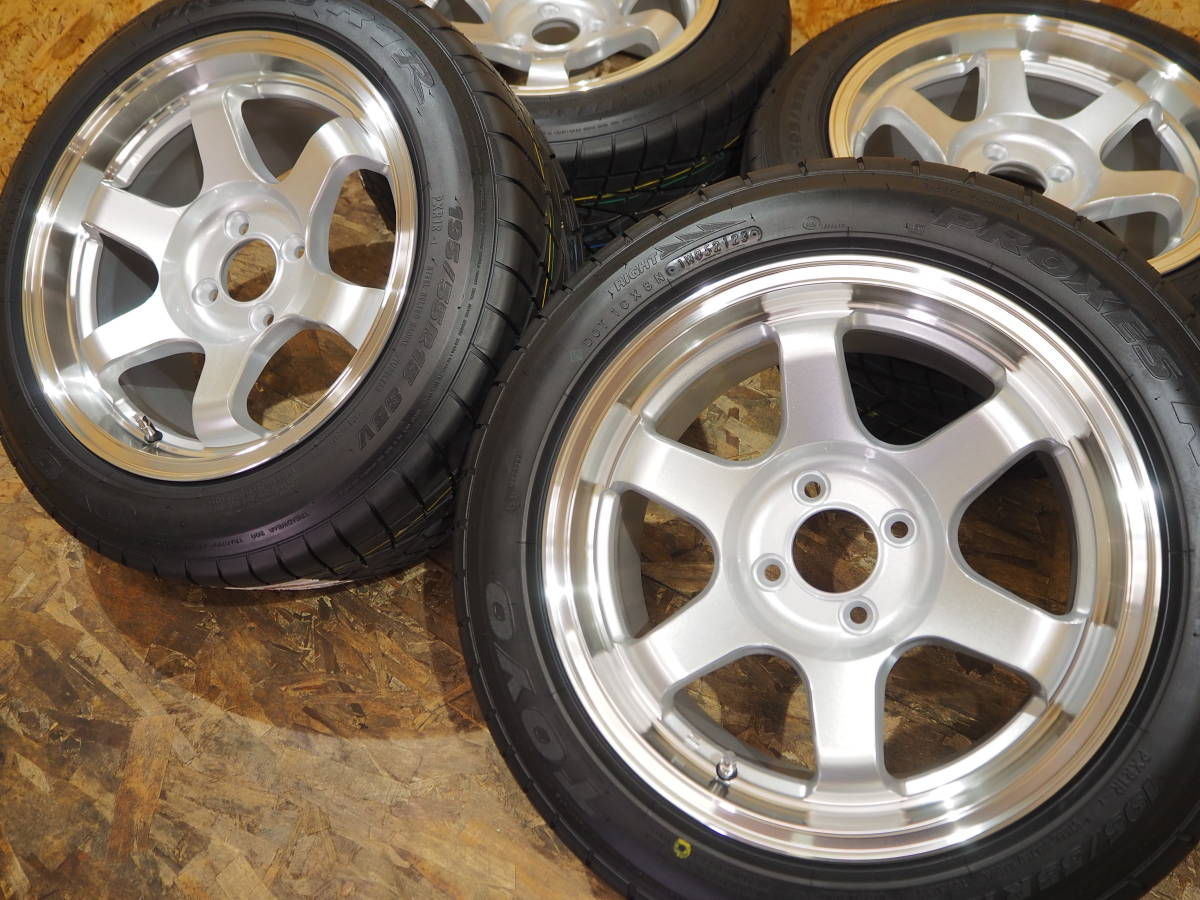 ★逆ゾリ★195/55R15 8J+30 4H100 新品 人気 深リム ハイグリップ TOYO R1R 1台分 シビック ロードスター インテグラ ヴィッツ カスタム SL_画像4