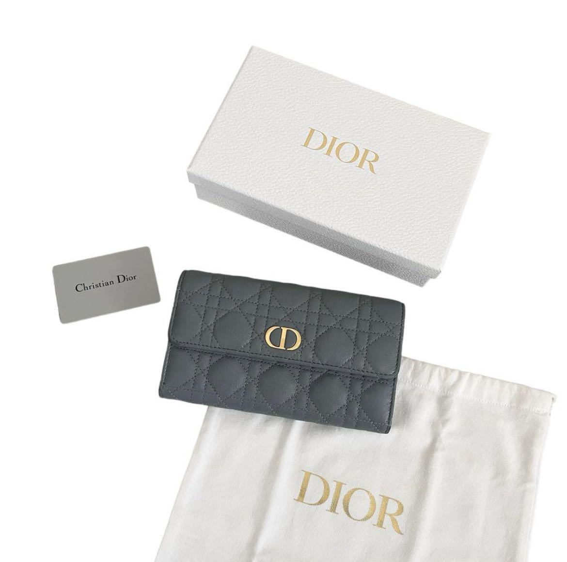 早い者勝ち Christian Dior レディディオール CARO 二つ折り 長財布 ブルー 青 男女兼用_画像1