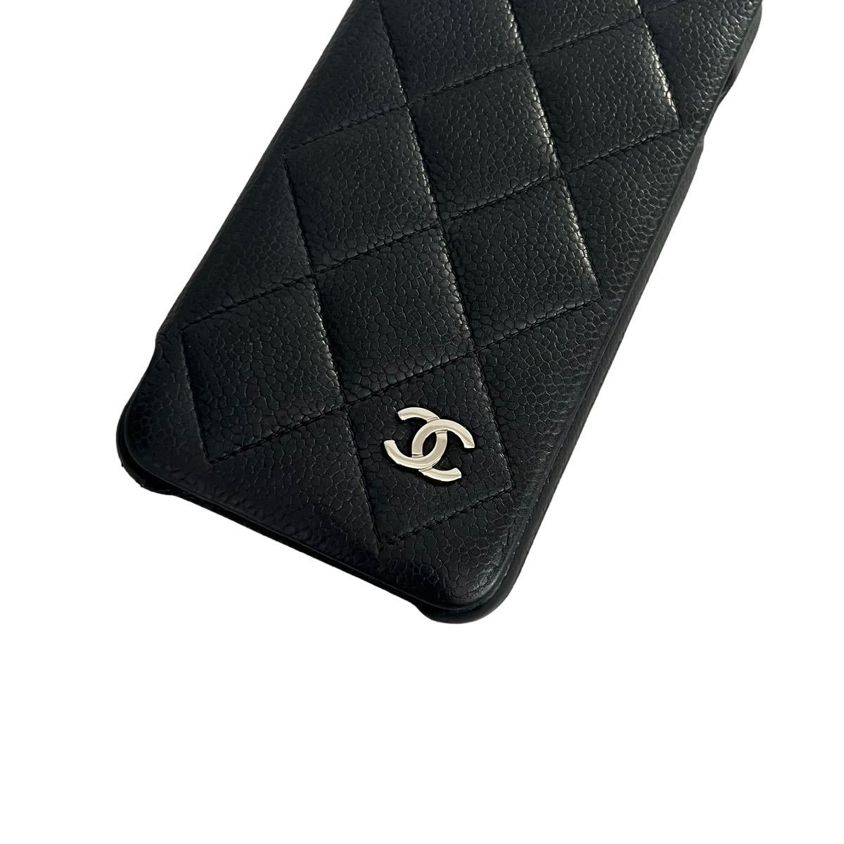 早い者勝ち CHANEL シャネル キャビアスキン iPhone8plusケース ココマーク シルバー金具 ブラック 黒_画像2