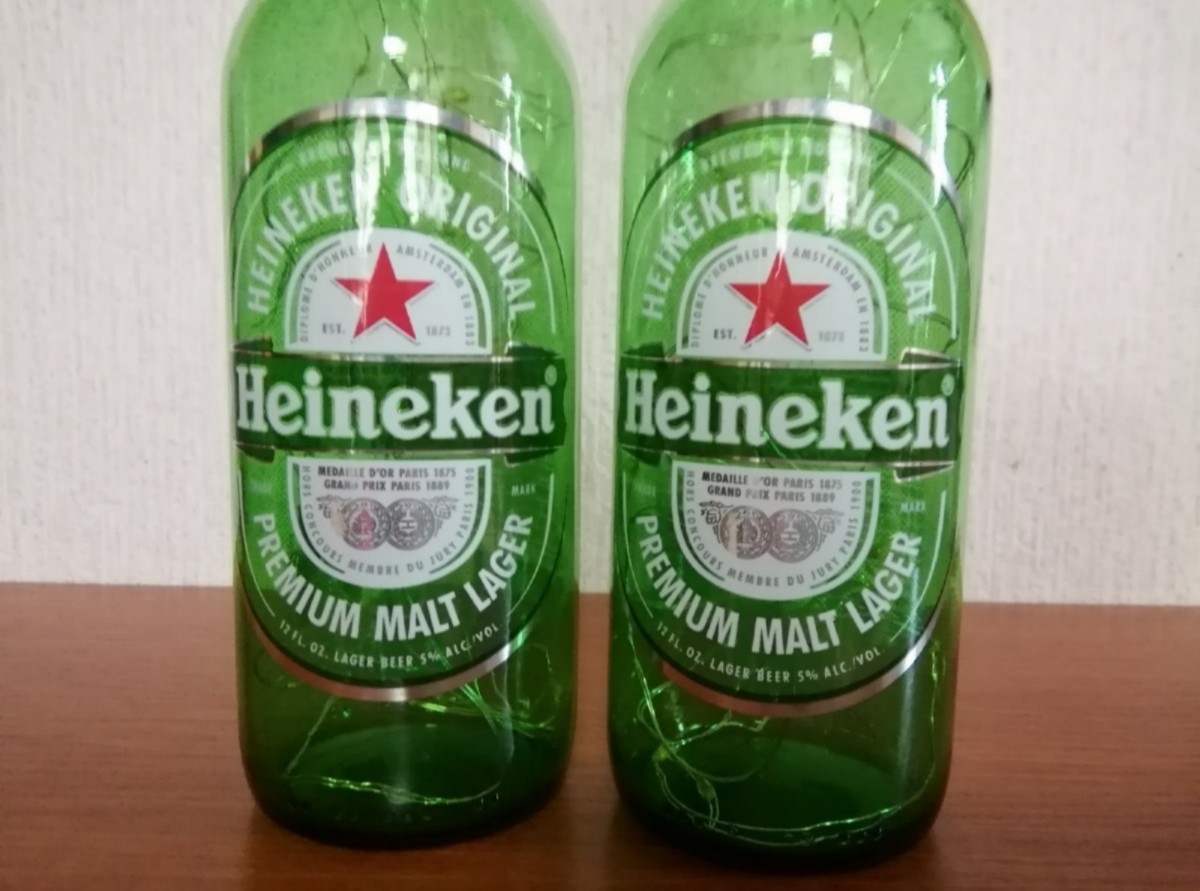 【非売品　１本～12本迄対応　１本1100円　Heineken　ハイネケン　アメリカ製ボトル　　空ビン中古　インテリアボトルランプ　ゆうパック】_画像7