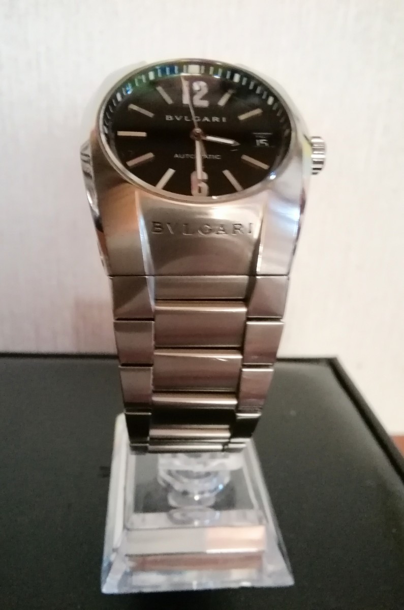 [BVLGARI ERGON EG35S BVLGARY L gon Date silver black automatic unisex self-winding watch wristwatch Yupack ]